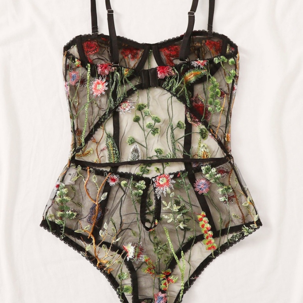 Lingerie floral bodysuit